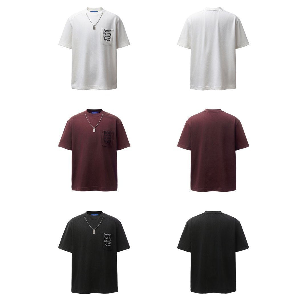 Necklece Design Heavyweight Washed Oversize Short Sleeve T-Shirt