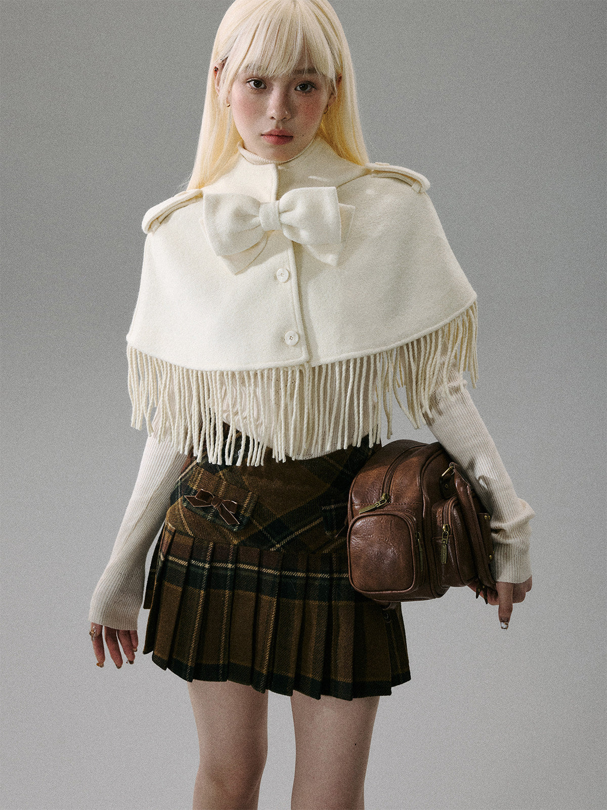 Plaid Pleated Short Skirt