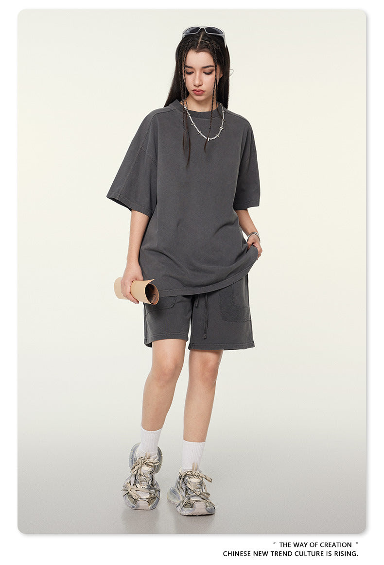 Washed Heavyweight Short Sleeve T-Shirt & Short Sweatpants Setup