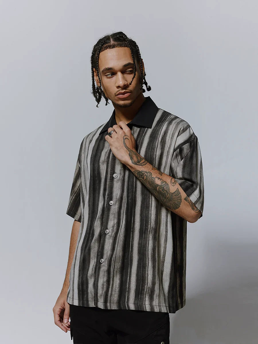 Ink Stripe Oversize Short Sleeve Shirt