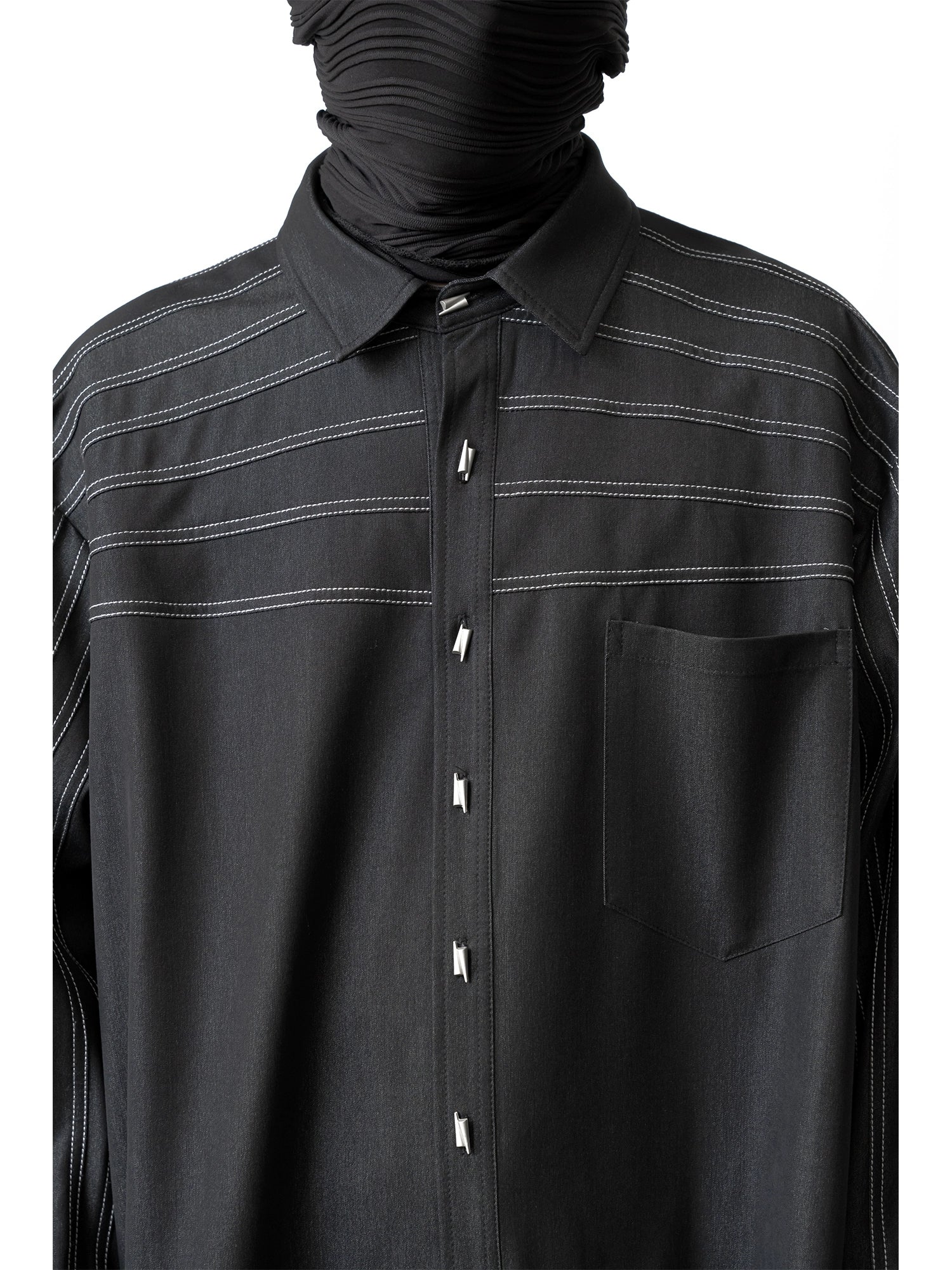 Contrast Stitching Oversize Long Sleeve Shirt