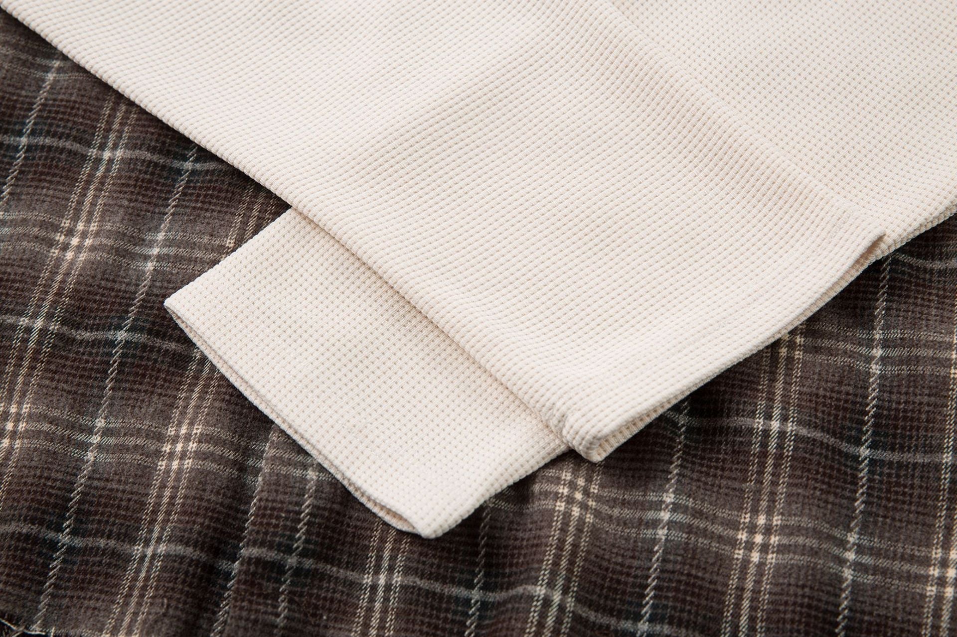 Plaid Letter Embroidery Fake Layered Long Sleeve Shirt