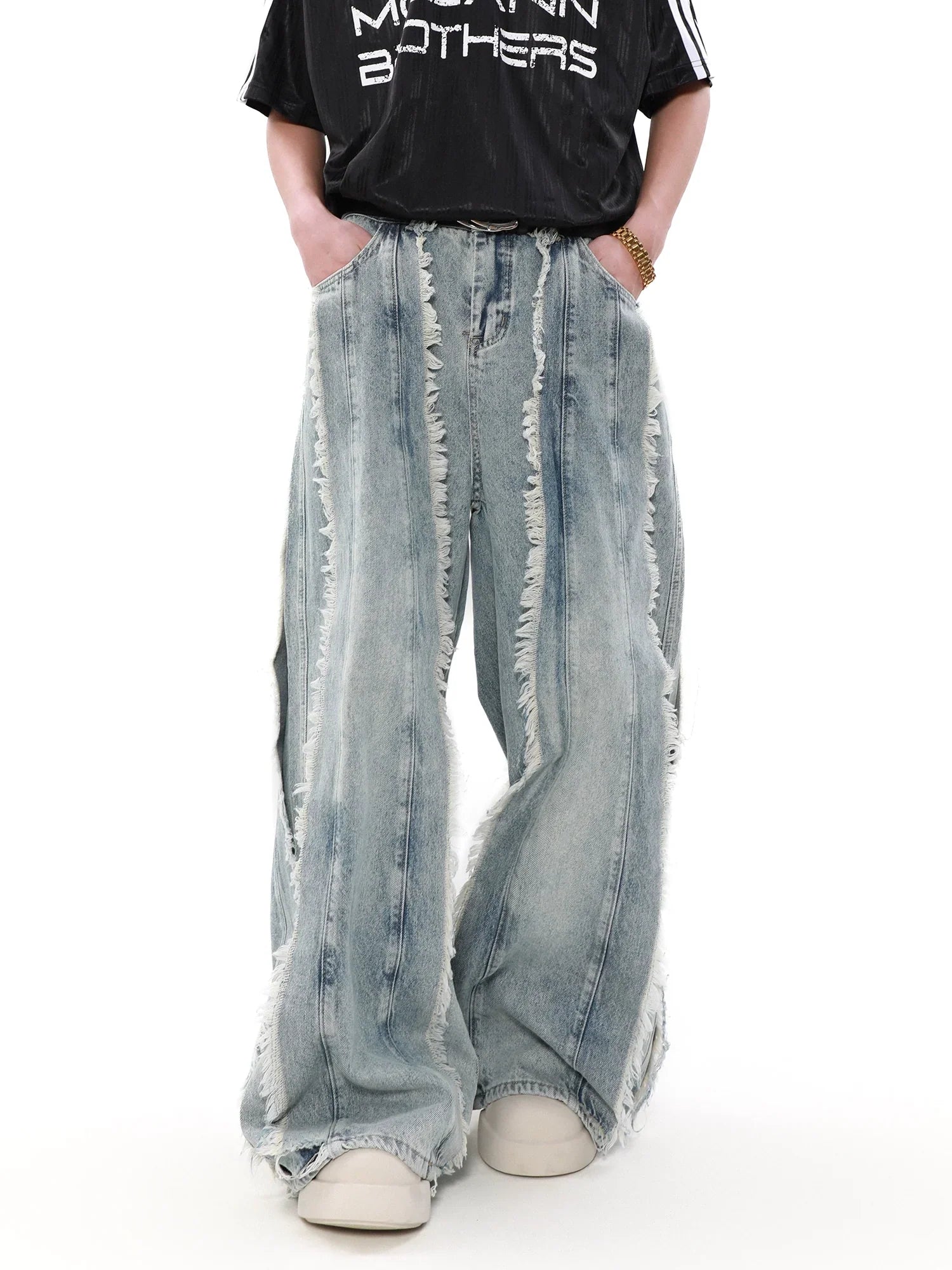 Tassel Design Wide Leg Denim Jeans