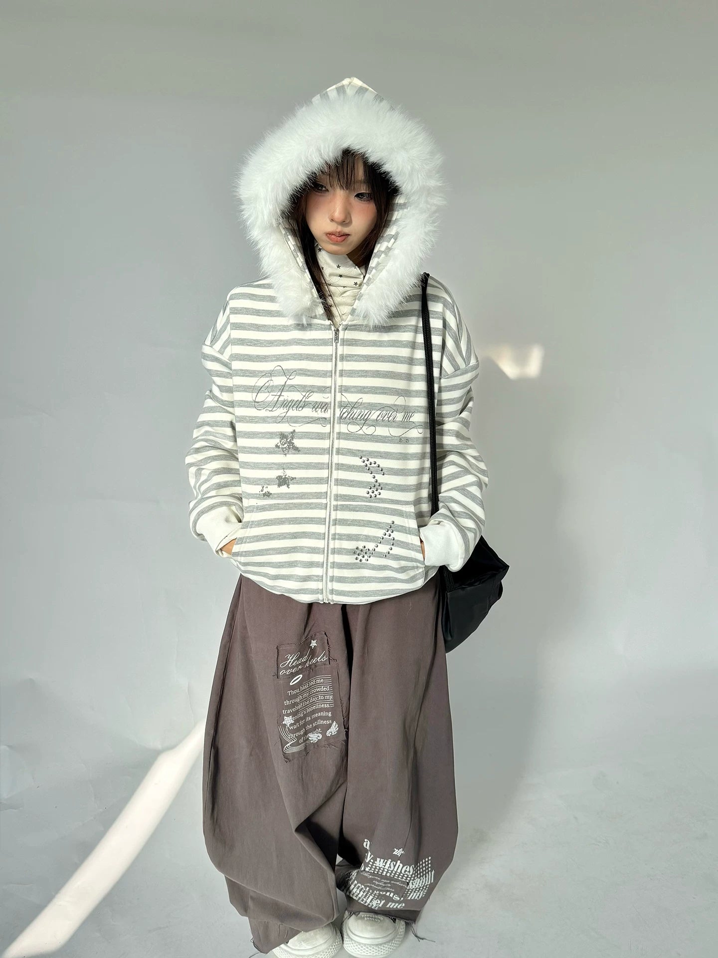 Detachable Fur Collar Fleece Lining Hooded Jacket