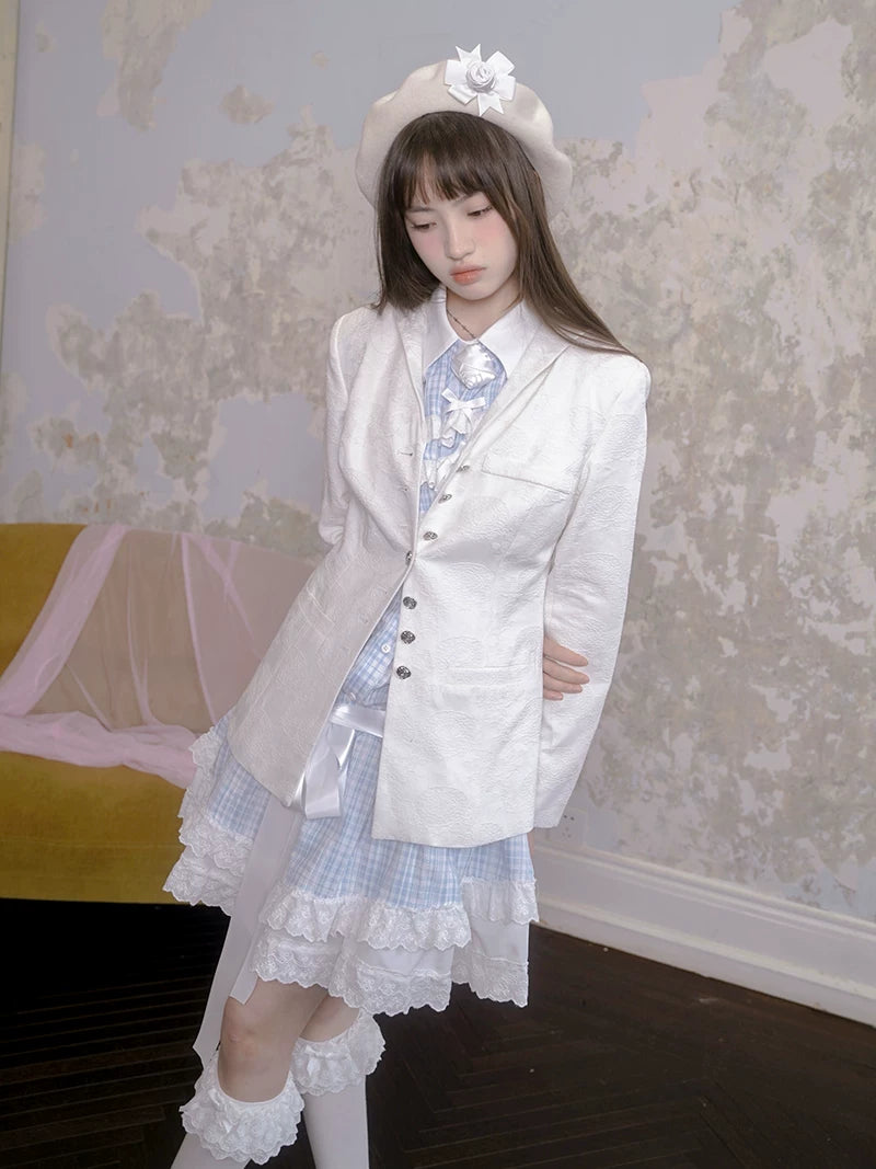 Rose Jacquard Sailor Collar Jacket