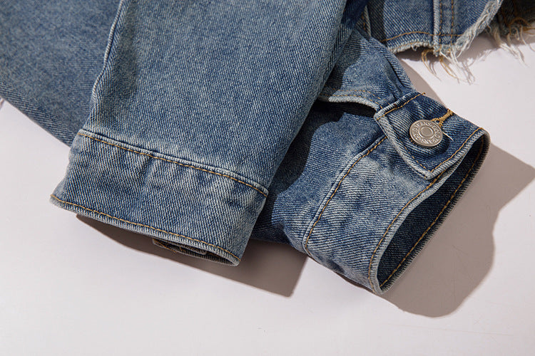 Ripped Cropped Denim Jacket