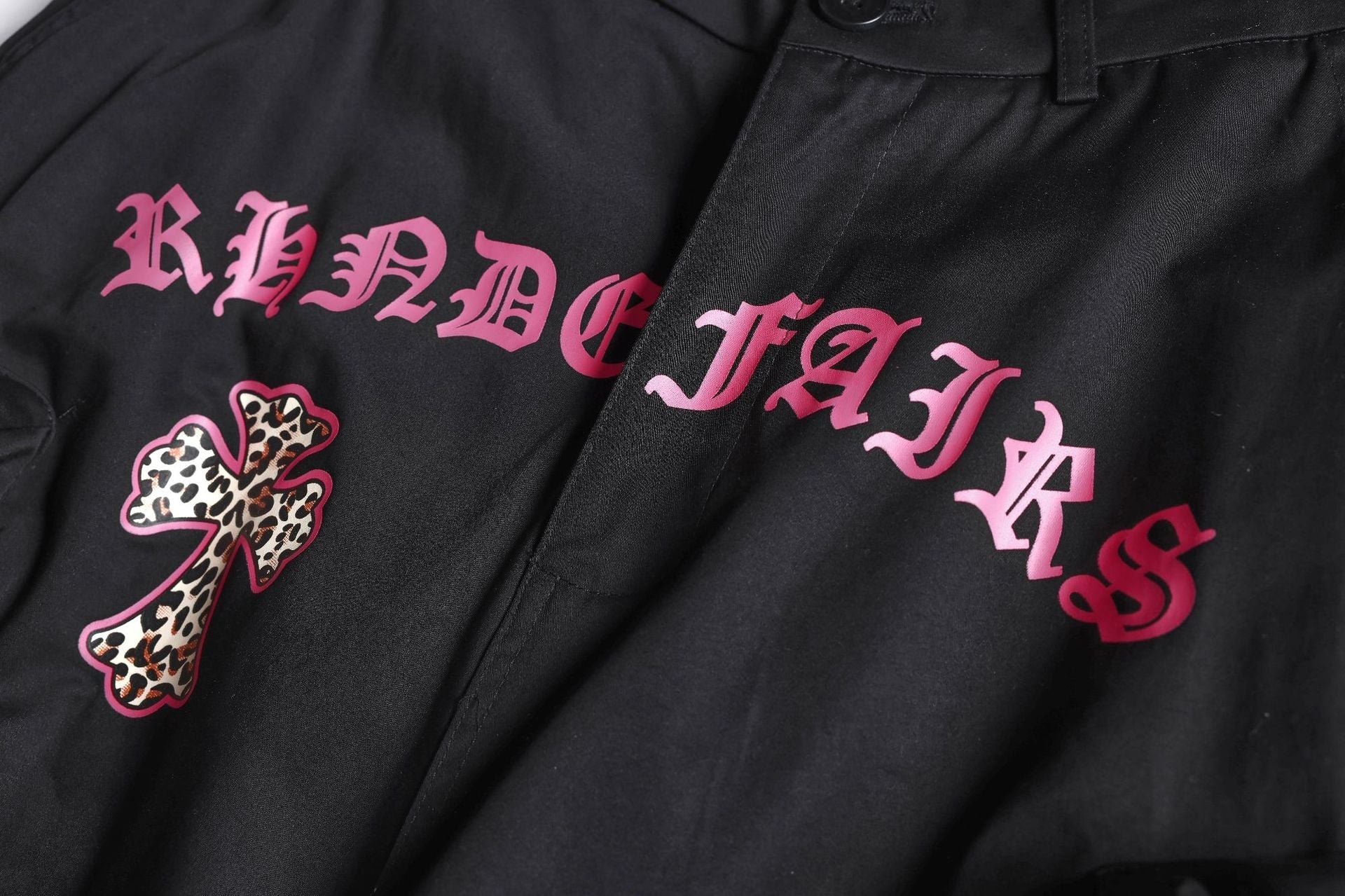 Multi Pocket Letter Print Straight Cargo Pants