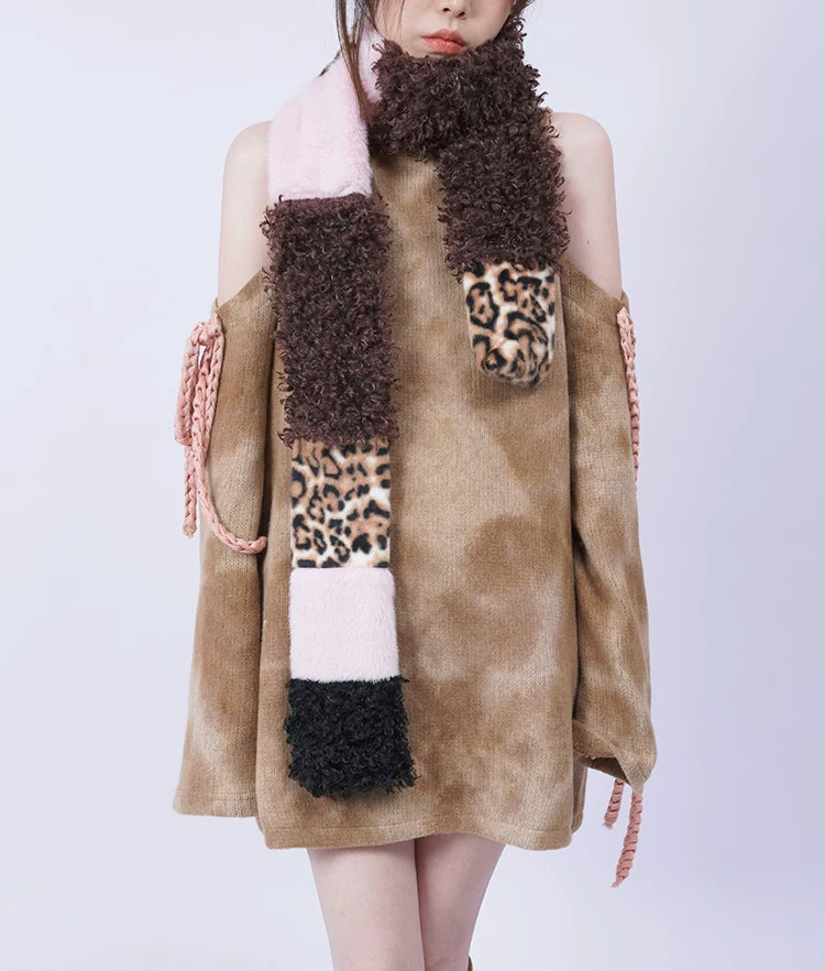 Patchwork Fake Fur Scarf