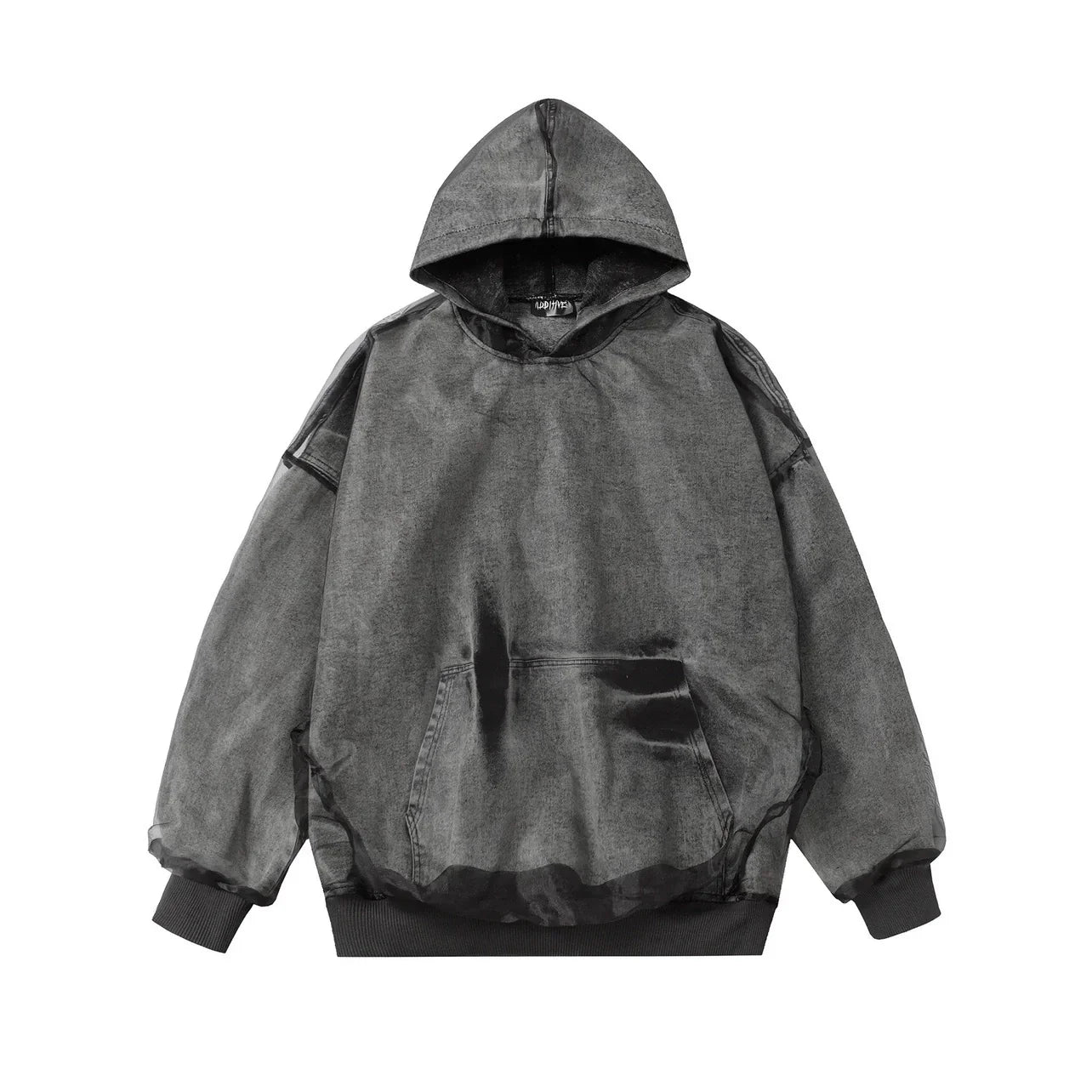 Sudadera vaquera lavada con capas de malla