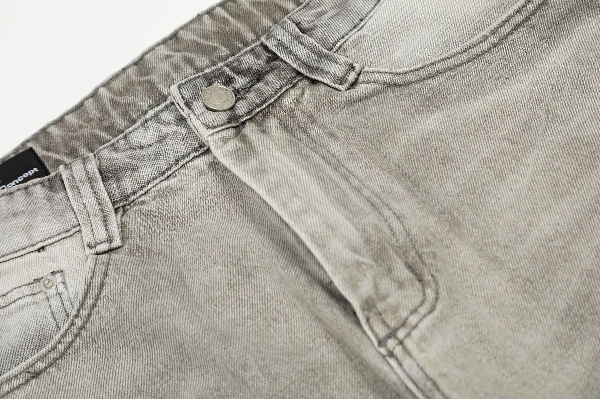 Ink Splash Damage Curved Wide Leg Denim Jeans