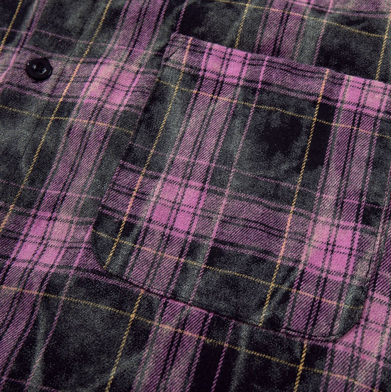 Washed Tie-Dye Plaid Short Sleeve Shirt