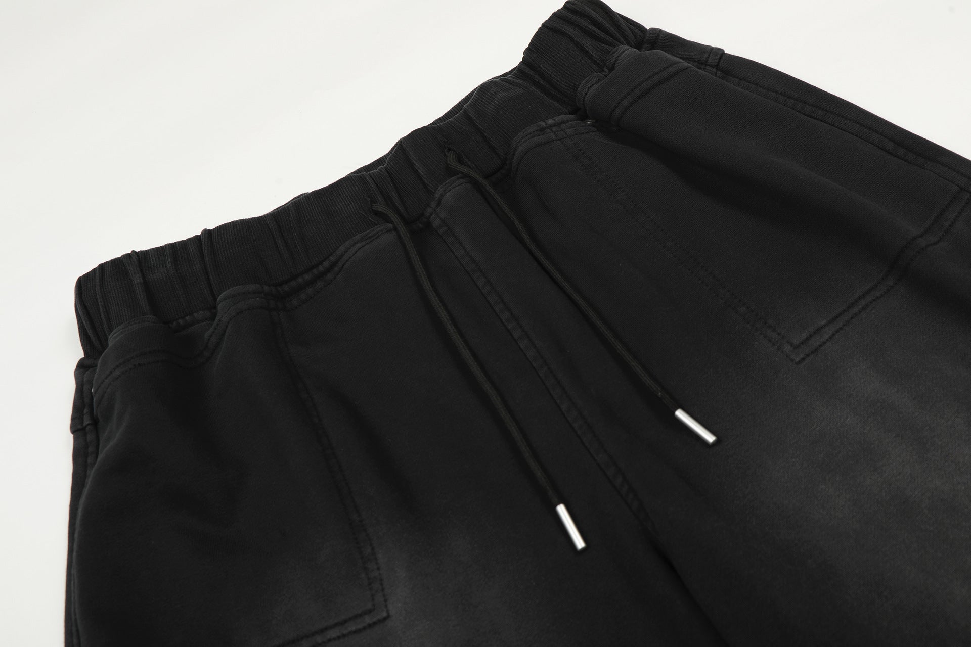 Washed Damage Drawstring Wide Leg Sweatpants