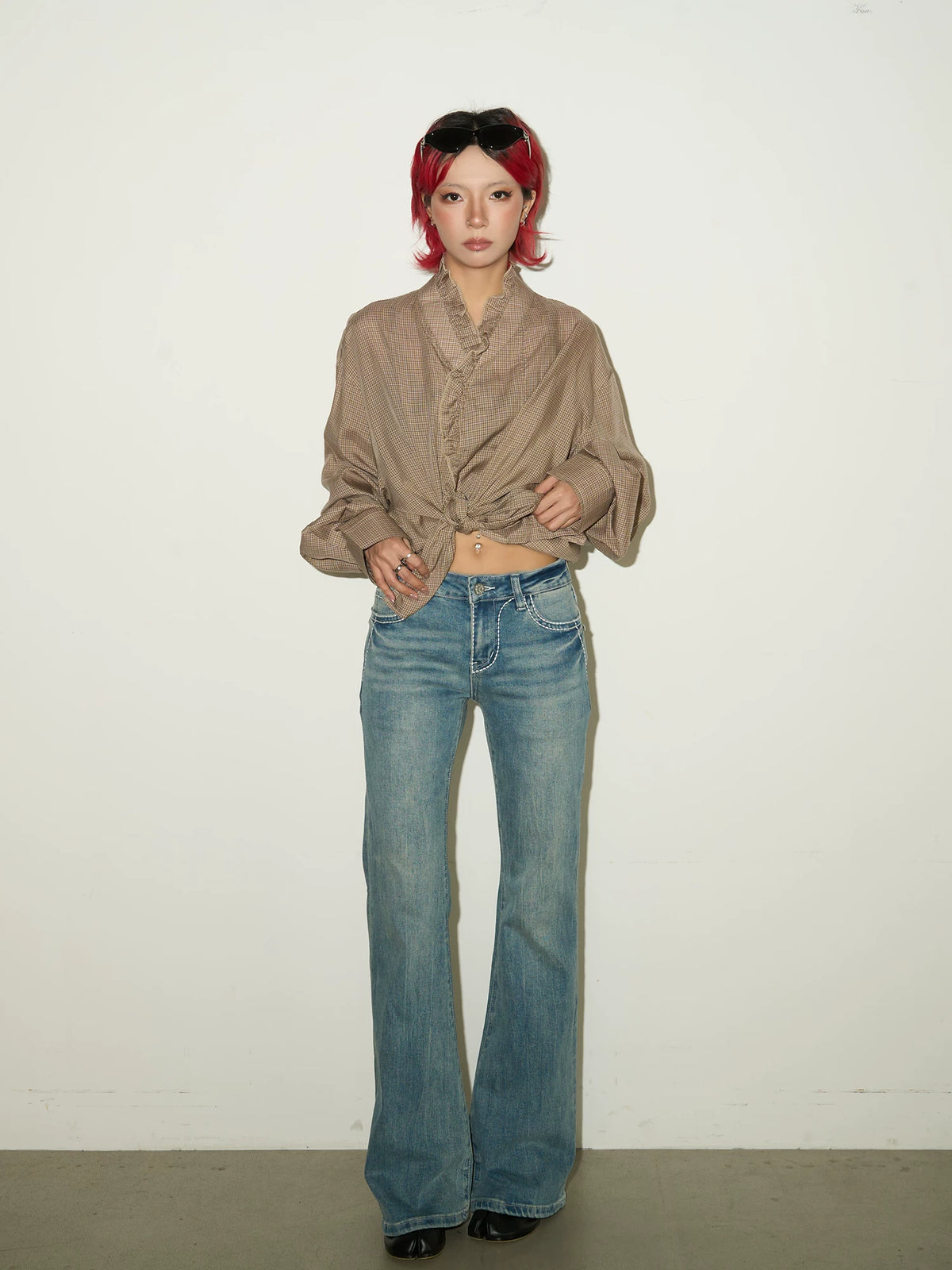 Low Rise Wash Flare Denim Jeans