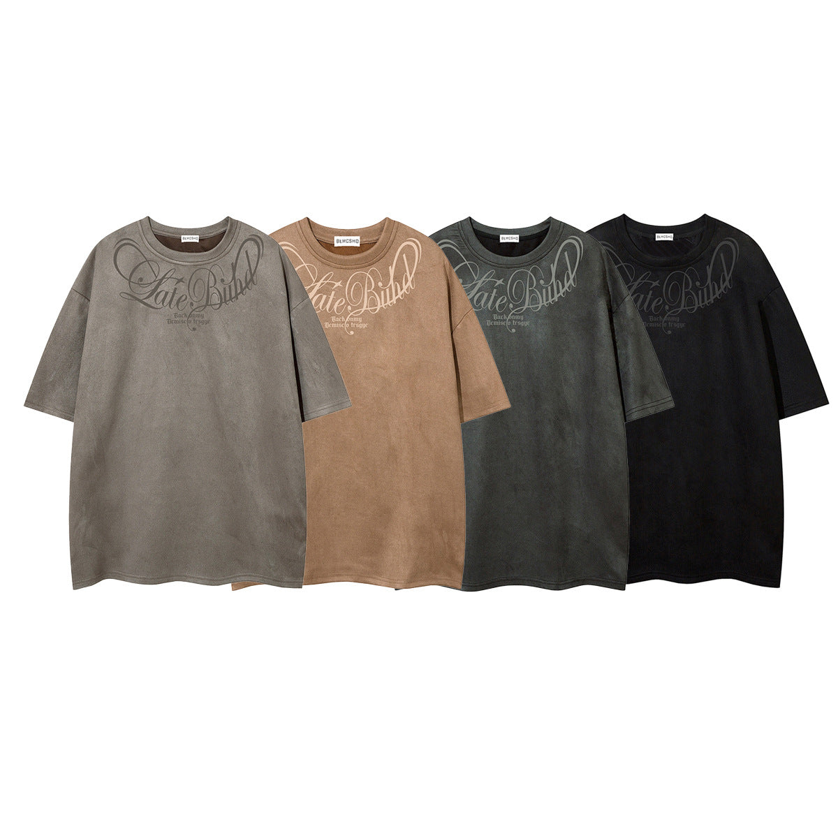 Suede Letter Print Short Sleeve T-Shirt