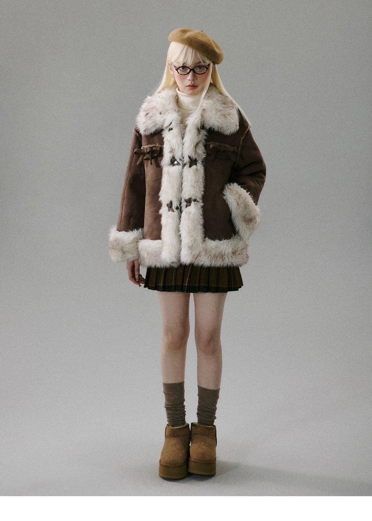 Bow Fur Thick Jacket