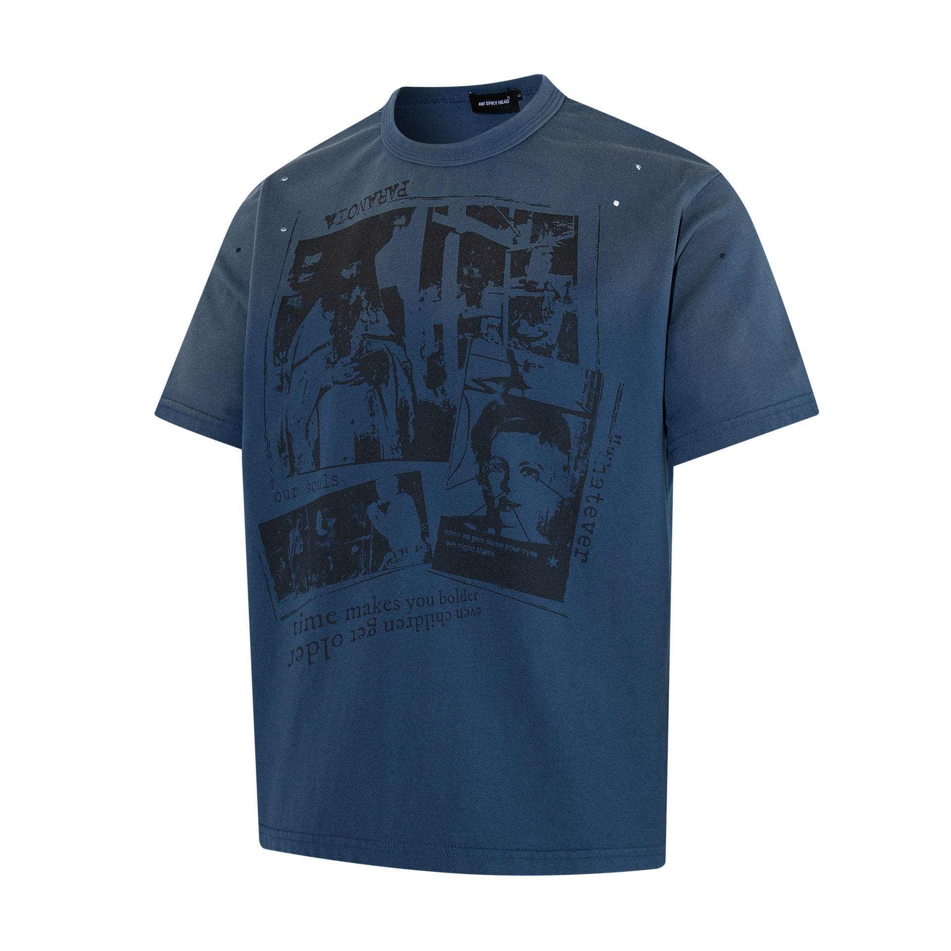 Portrait Print Damage Short Sleeve T-Shirt