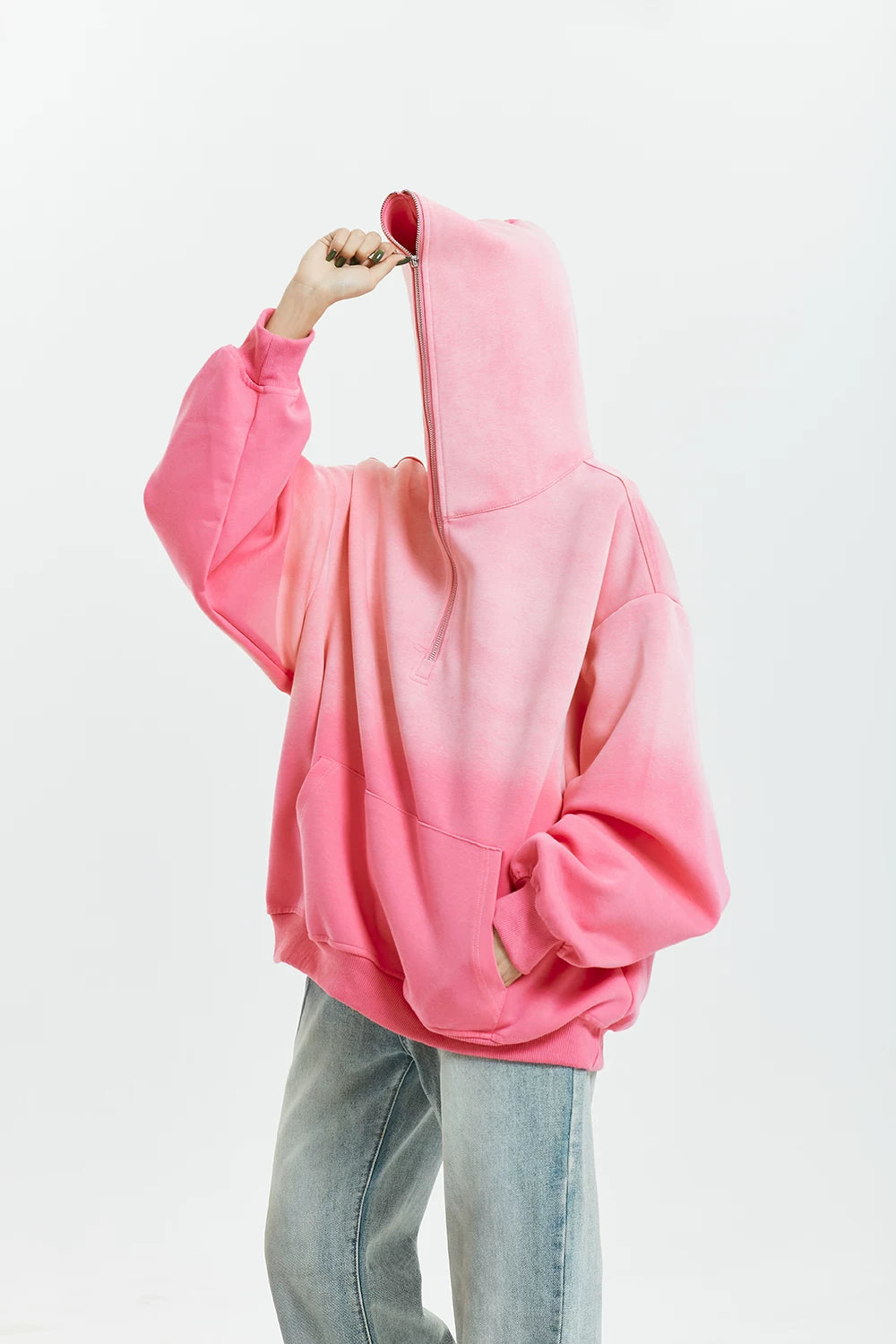Gradient Half Zip Oversize Hoodie