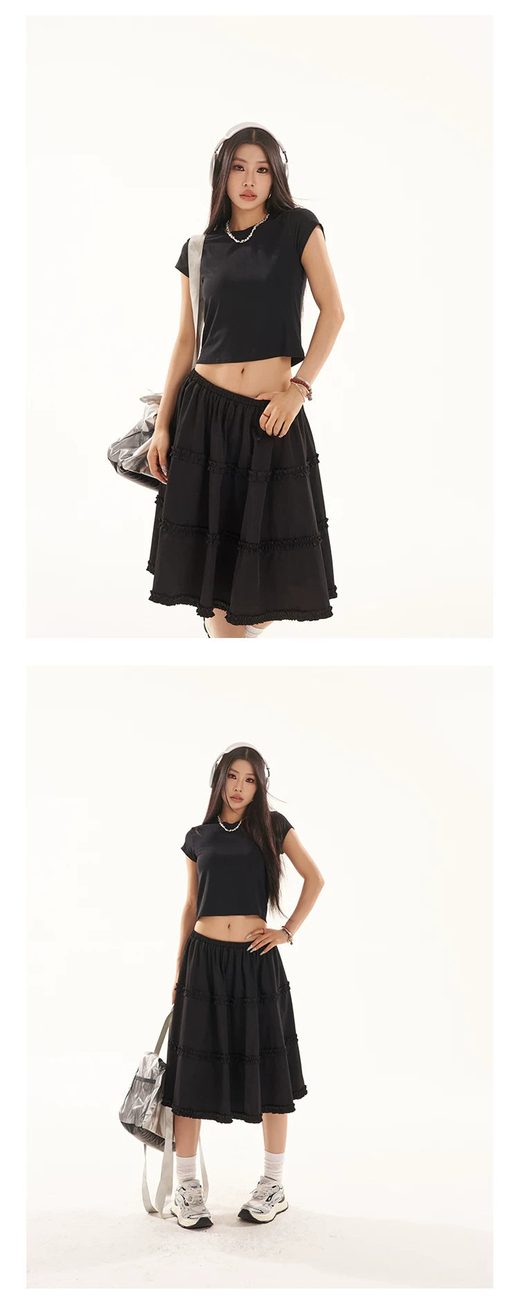 Cropped Round Neck Short Sleeve T-Shirt