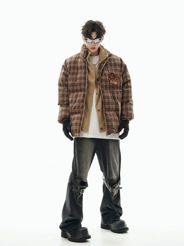 Plaid Oversized Bomber Jacket