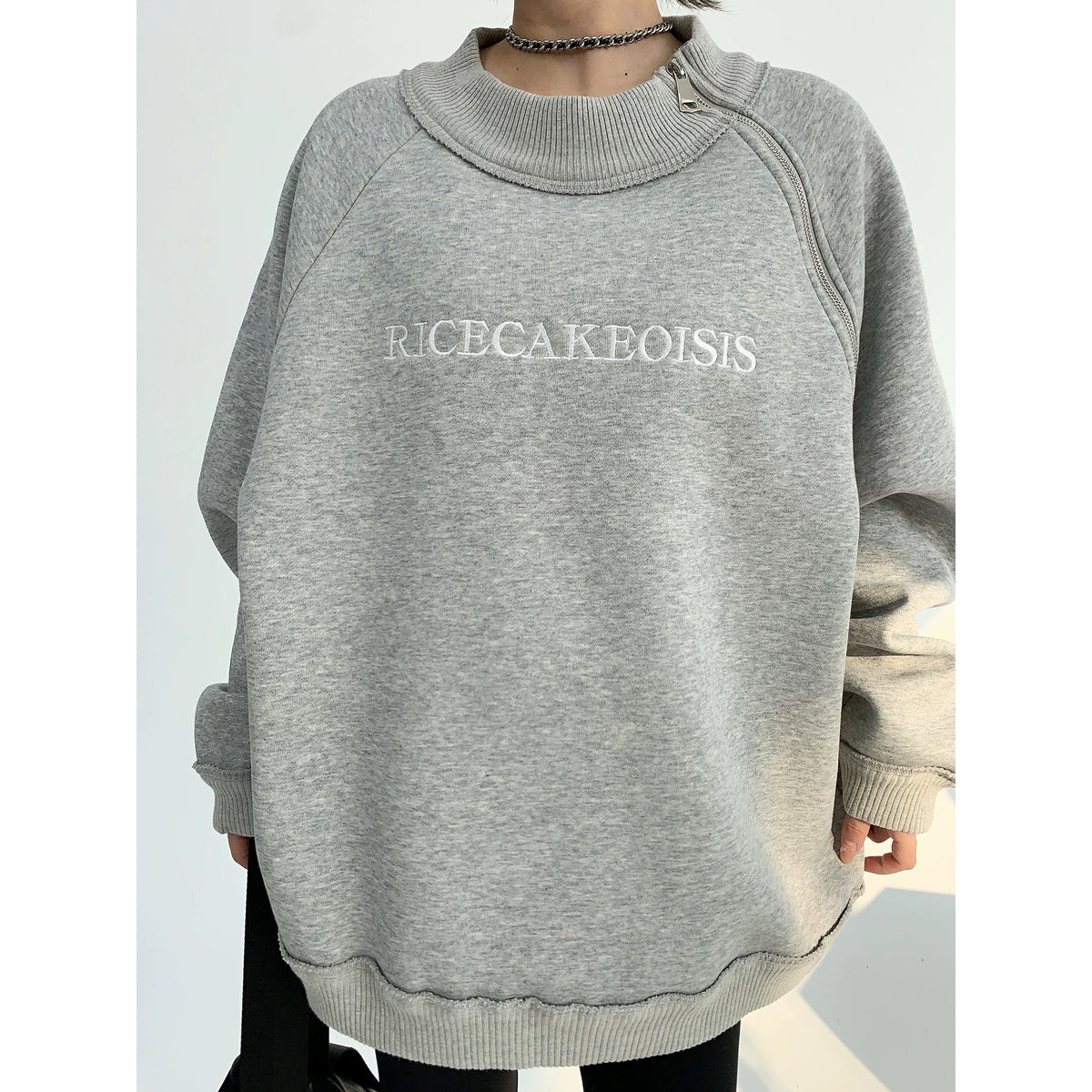Side Zipper Design Oversized Heavyweight Sweatshirt