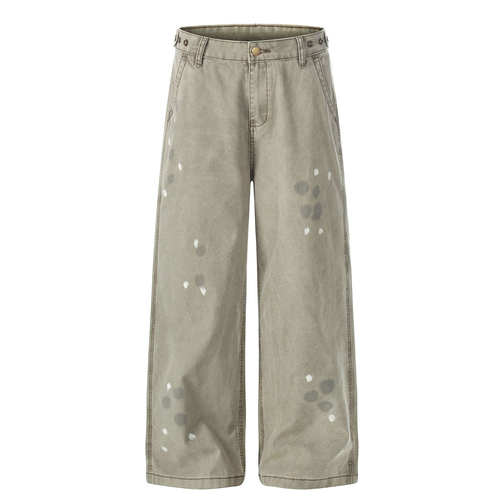 Washed Paint Straight Denim Jeans