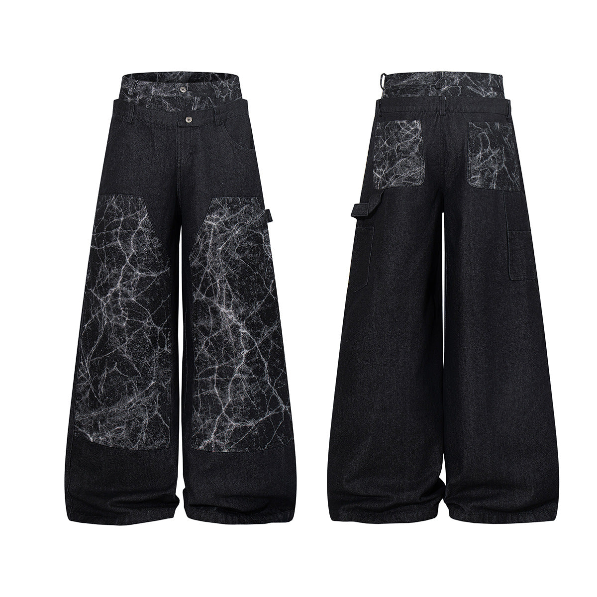 Heavy Wash Workwear Wide Leg Denim Jeans