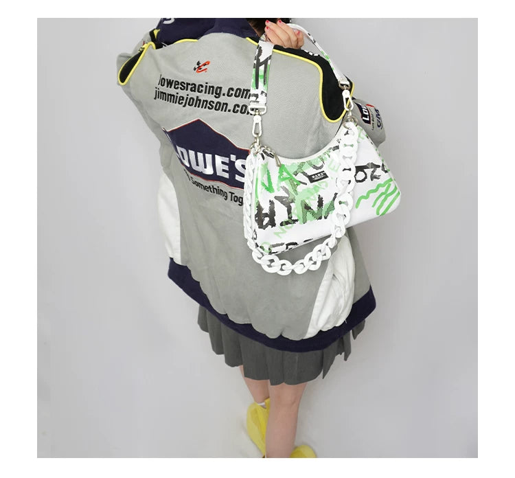 Graphic Design Chain Shoulder Bag