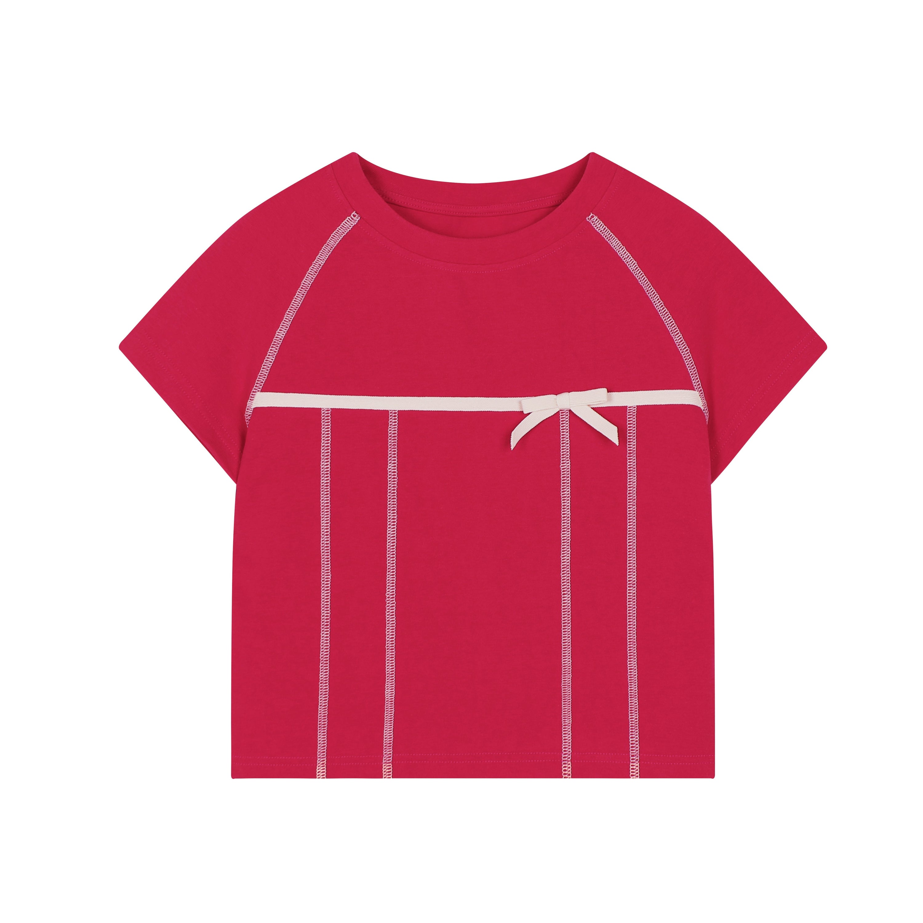 Sporty 3D Bow Raglan Short Sleeve T-Shirt
