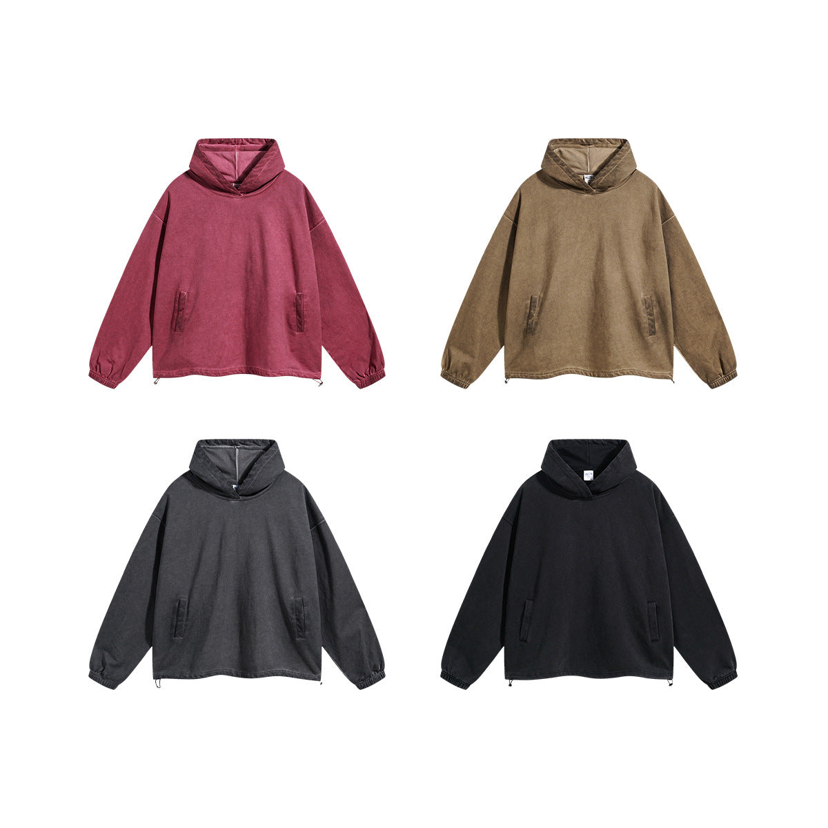 Oversize Drawstring Washed Hoodie