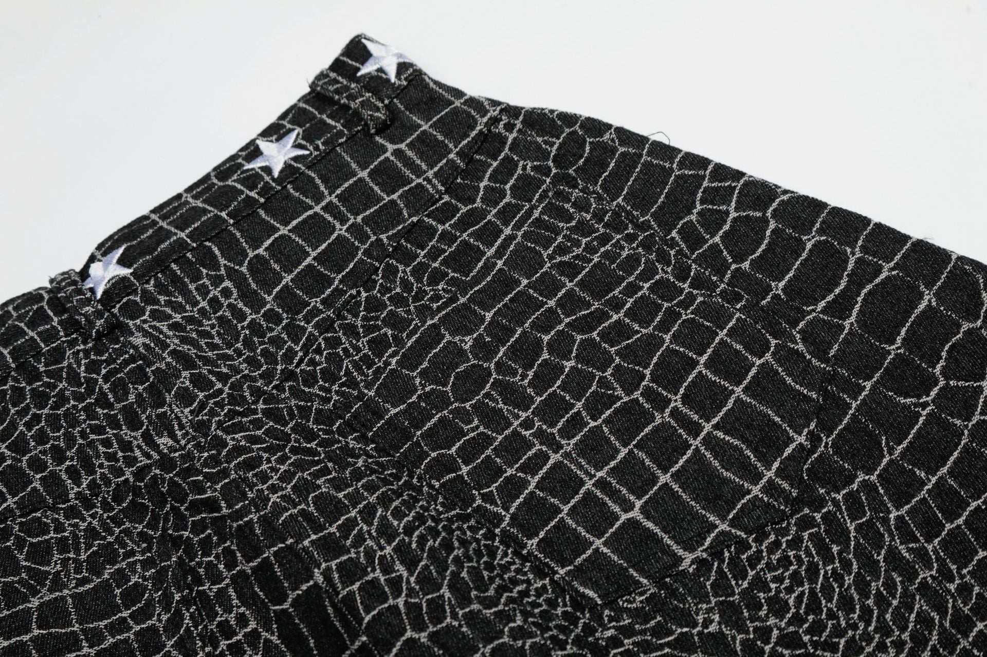 Crocodile Pattern Star Studs Wide Leg Pants