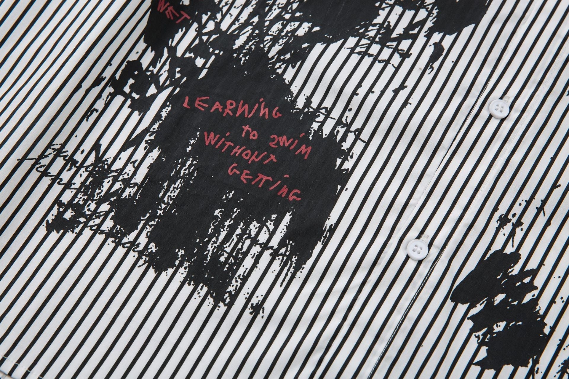 Fake Layered Stripe Graphic Print Long Sleeve Shirt