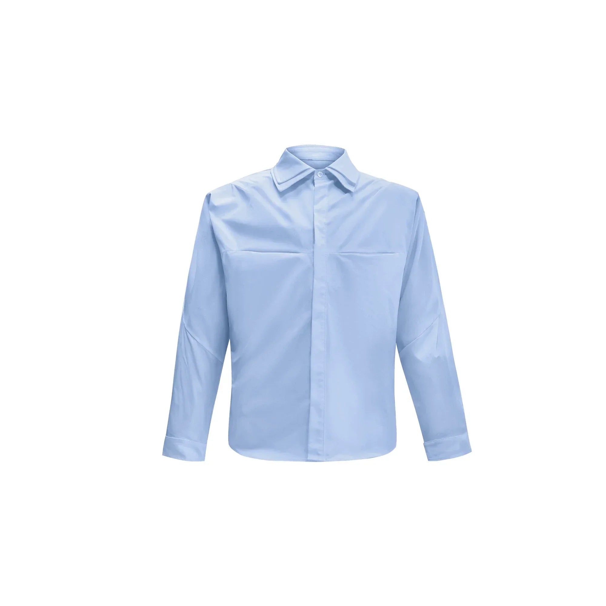 Double Layered Collar Shoulder Pads Plan Shirt