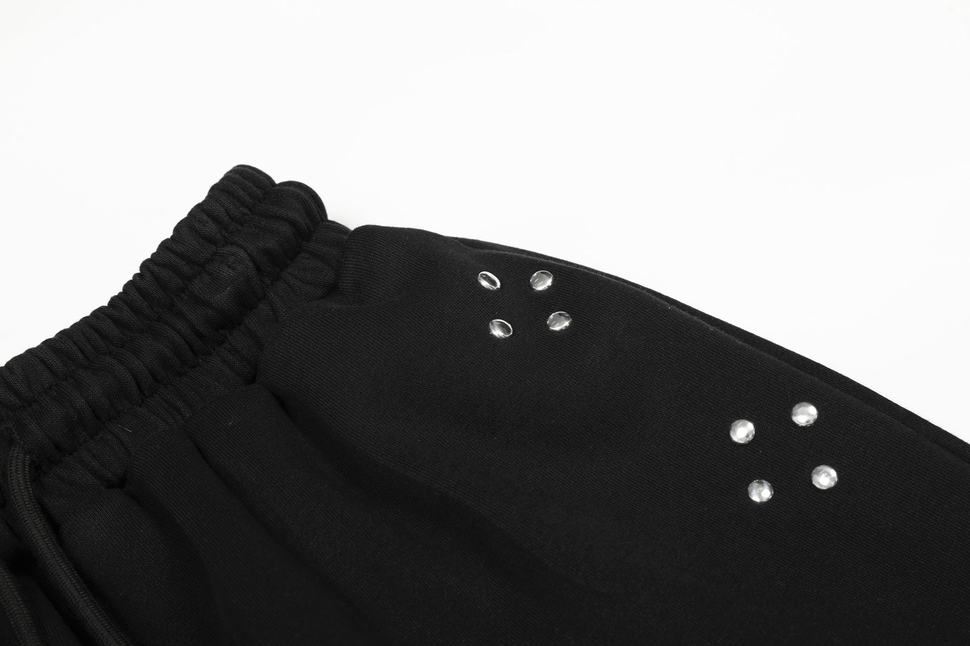 Washed Studs Number Print Wide Leg Pants