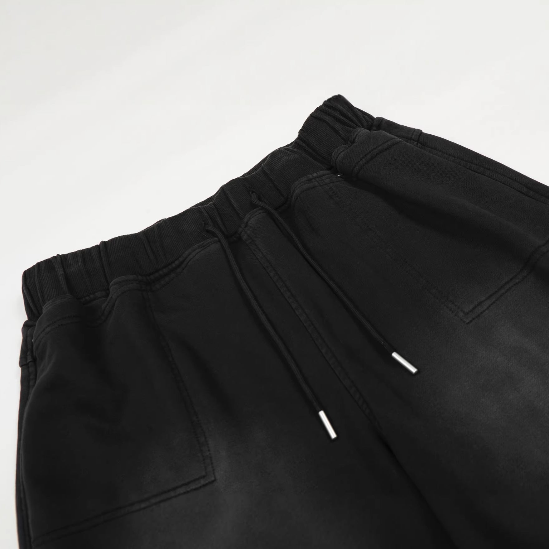 Washed Damage Drawstring Wide Leg Sweatpants