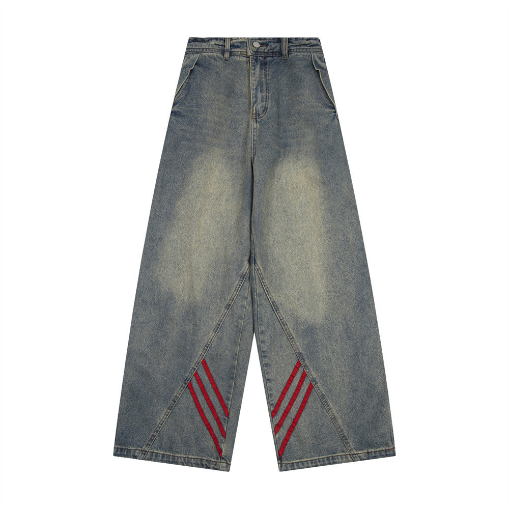 Three-Stripes Loose Flare Denim Jeans - MADXMARX