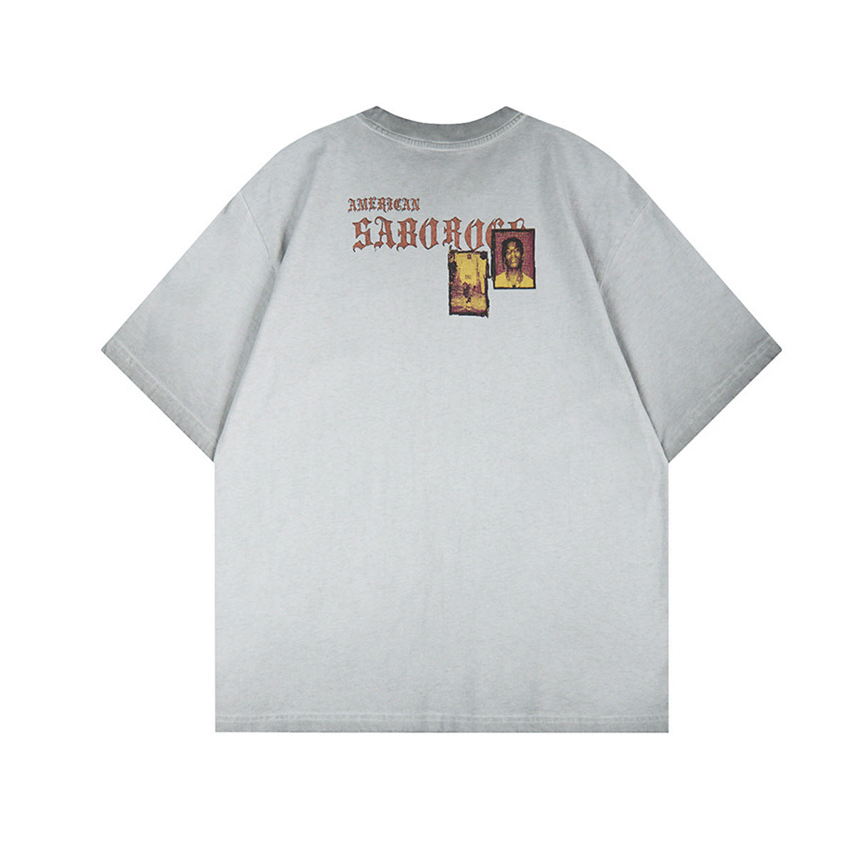 Washed Portrait Print Short Sleeve T-Shirt