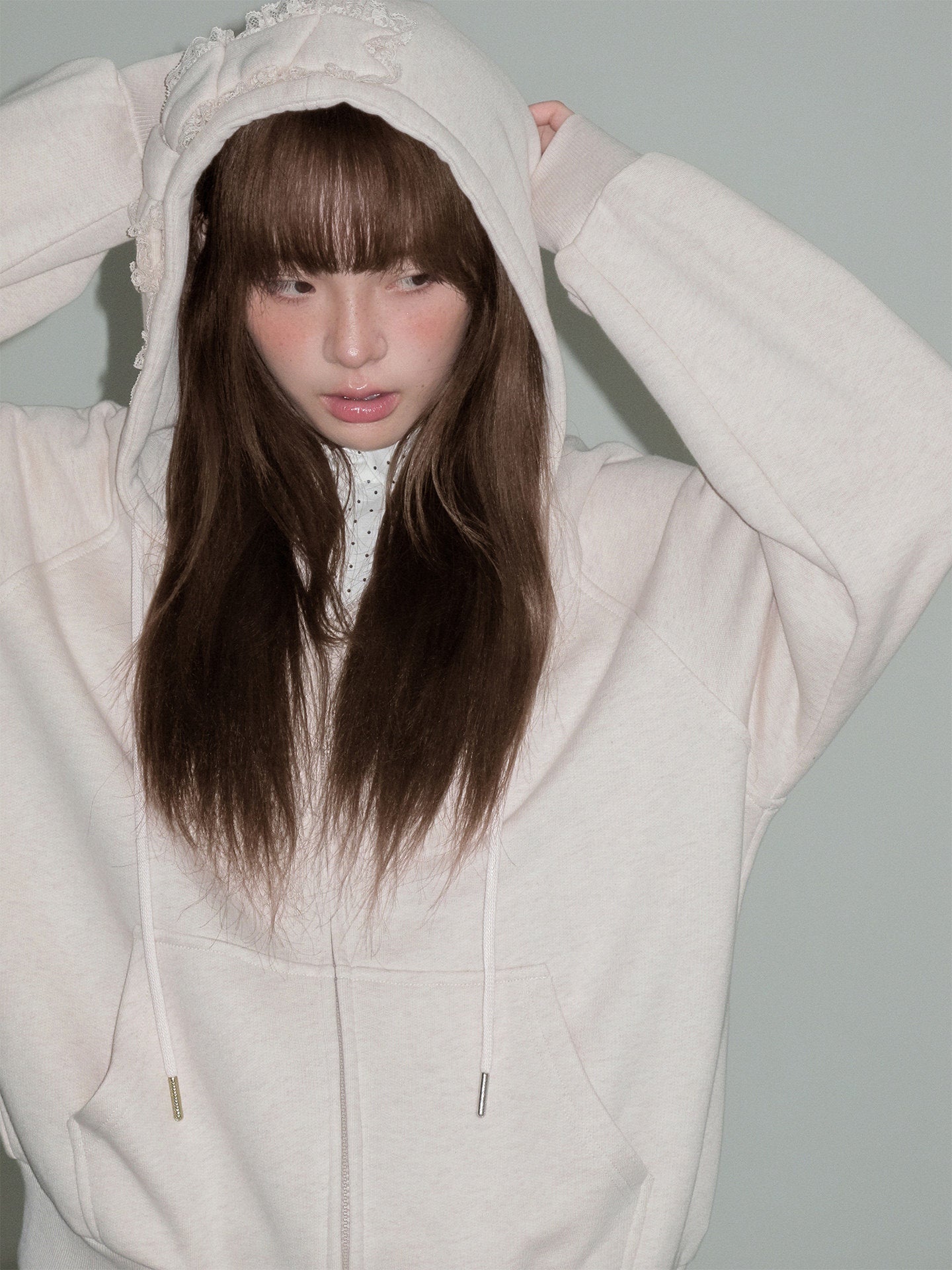 Bow Design Zipper Hoodie