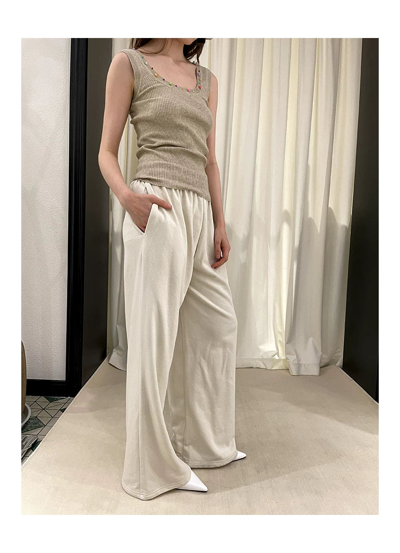 Pantalon droit à jambes larges polyvalent