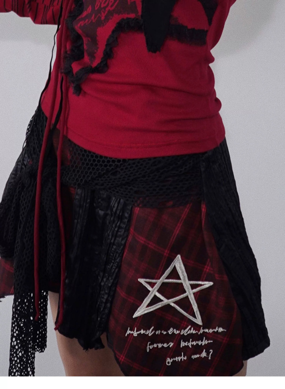 Patchwork Irregular Plaid Layered Short Skirt
