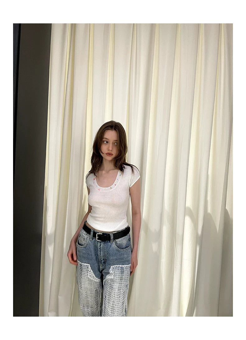 Pearl Design Knit Top