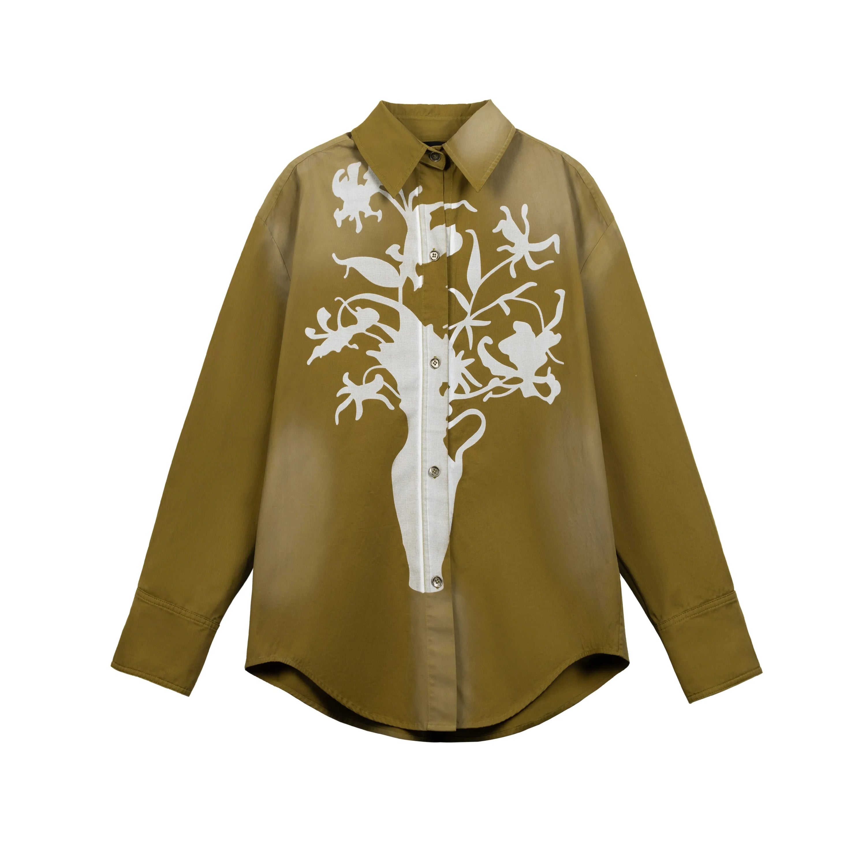 Vase Print Oversize Long Sleeve Shirt