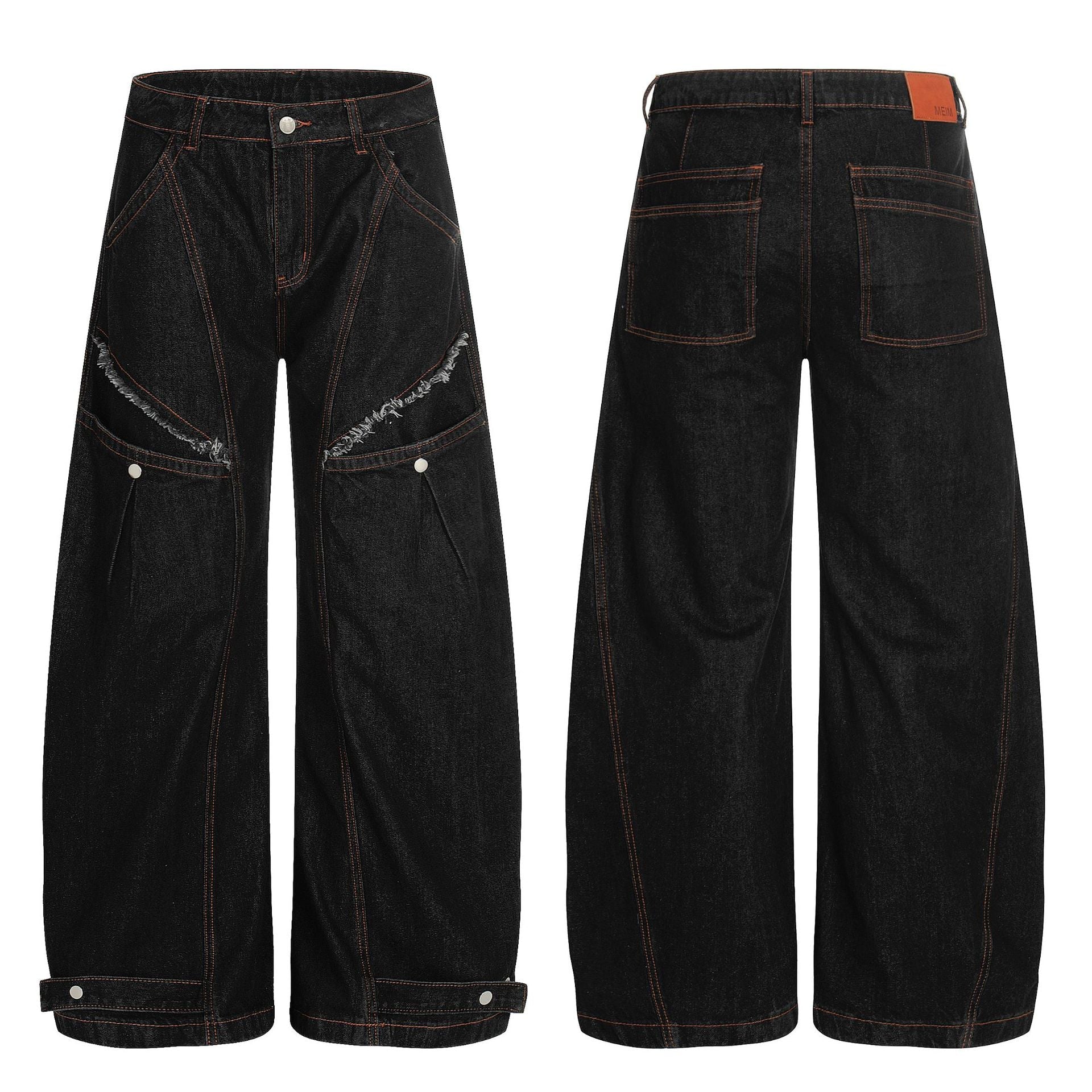 Raw Deconstruction Curved Denim Jeans