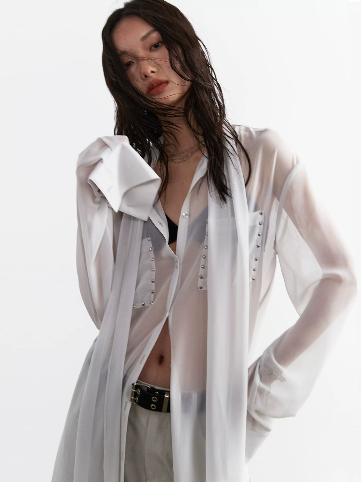 See-Through Long Blouse With Long Strap