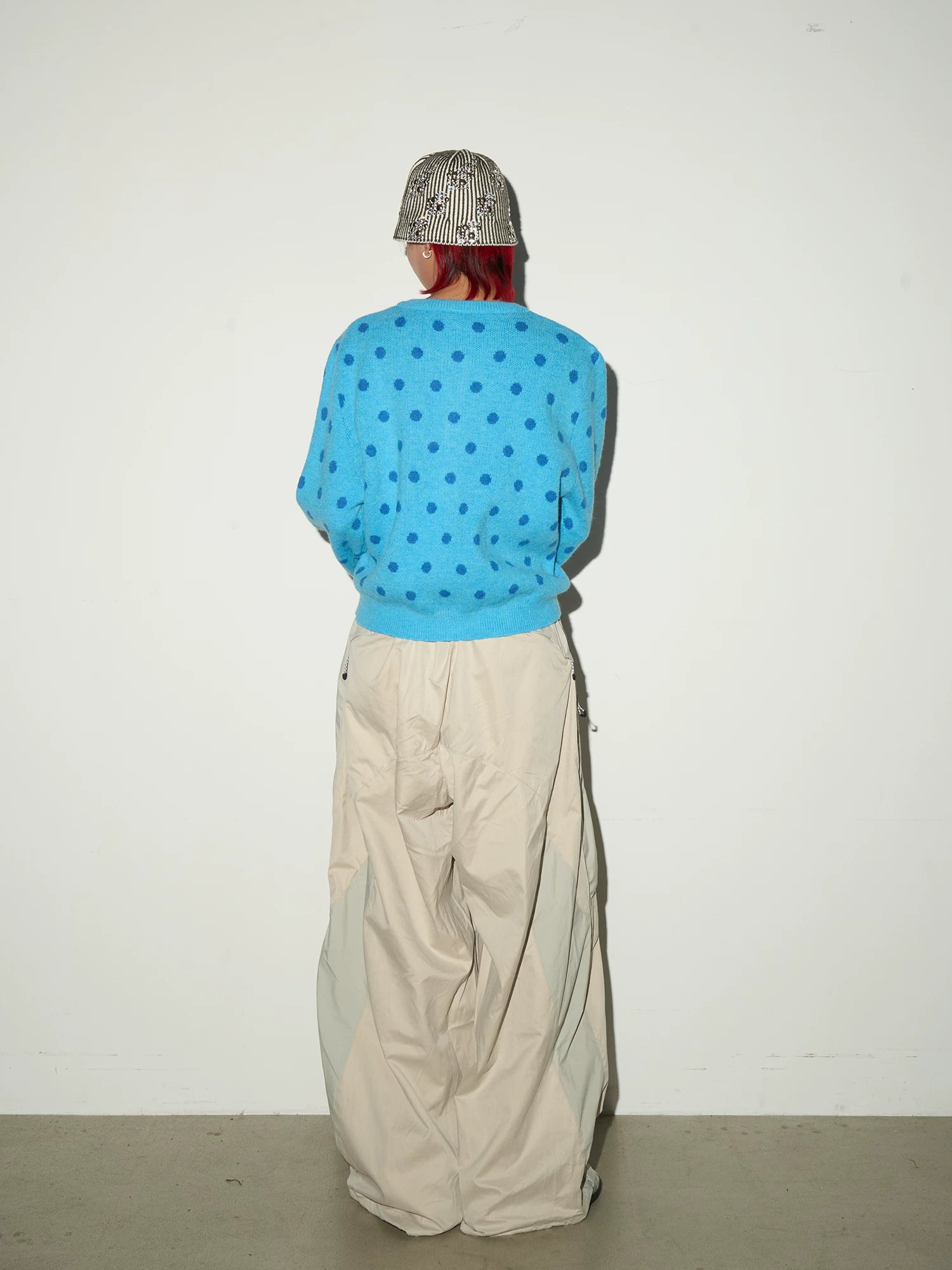Oversize Nylon Hooded Jacket & Panel Wide Leg Pants Setup
