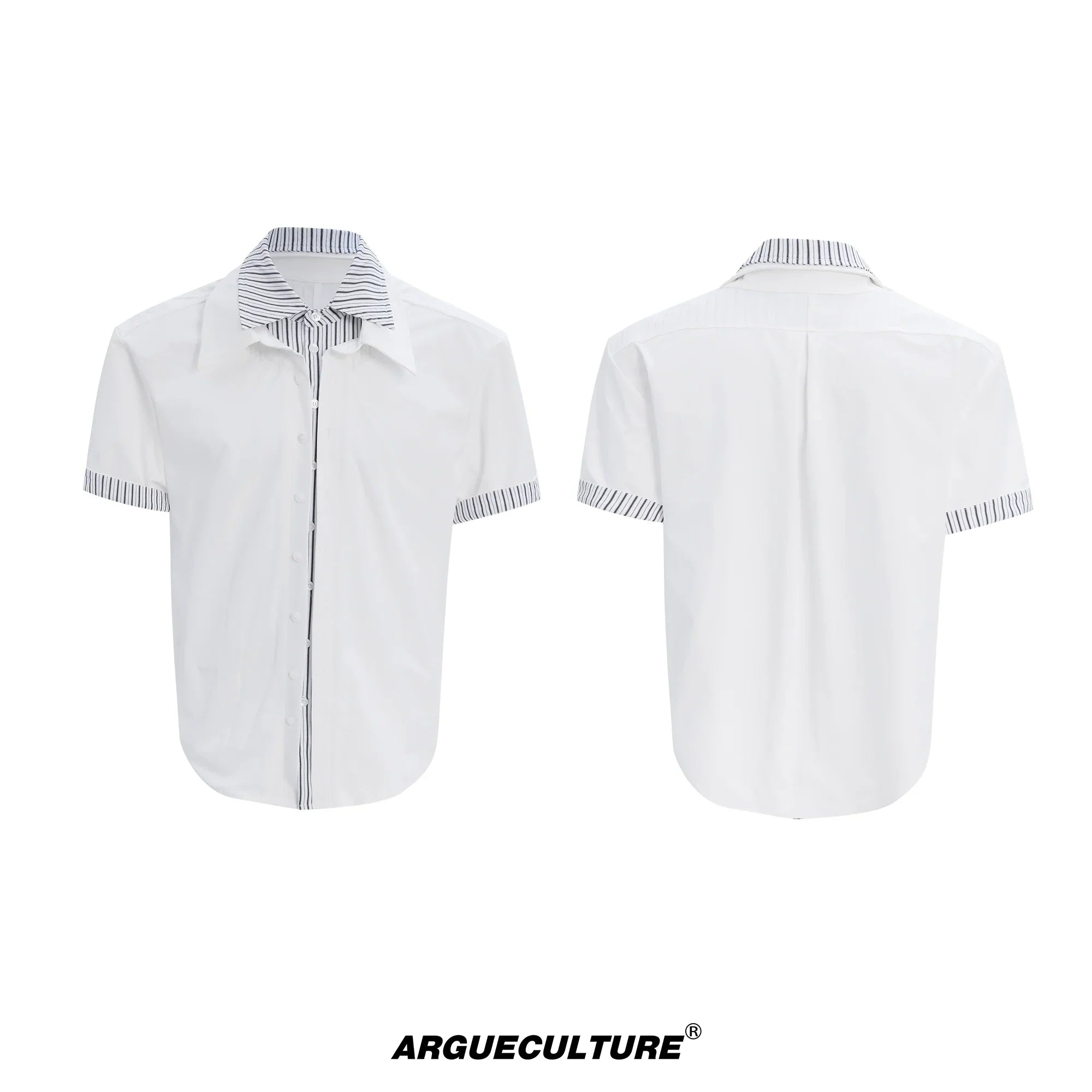 Fake Layered Stripe Colorblock Short Sleeve Shirt