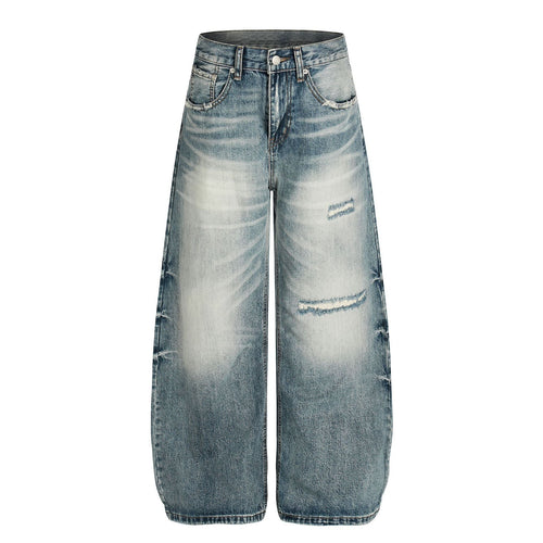Calça Jeans Curva com Efeito Lavado e Bigodes - Azul / S