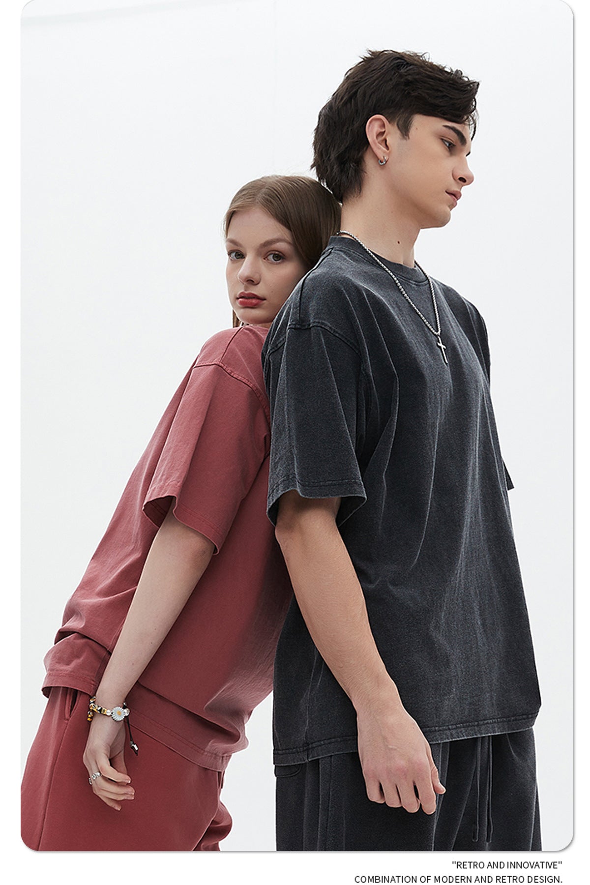 Oversize Washed Short-sleeve-T-shirt & Washed Short Sweatpants Setup