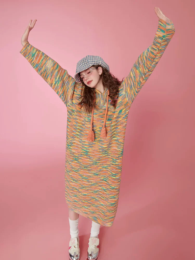 Hooded Knit Sweater Dress