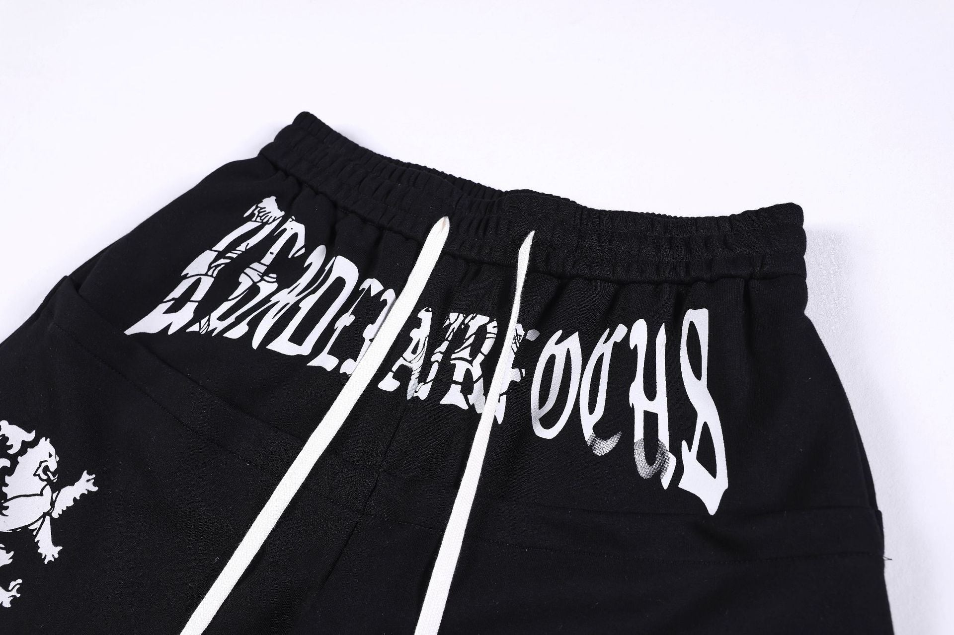 Graphic Print Panel Curved Wide Leg Sweatpants