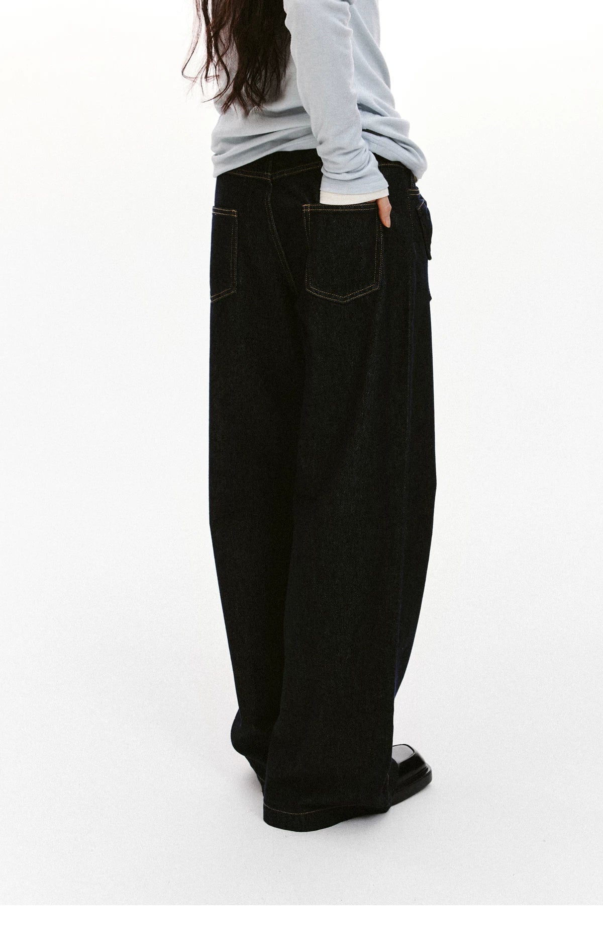 Bow Detail Wide-Leg Denim Jeans